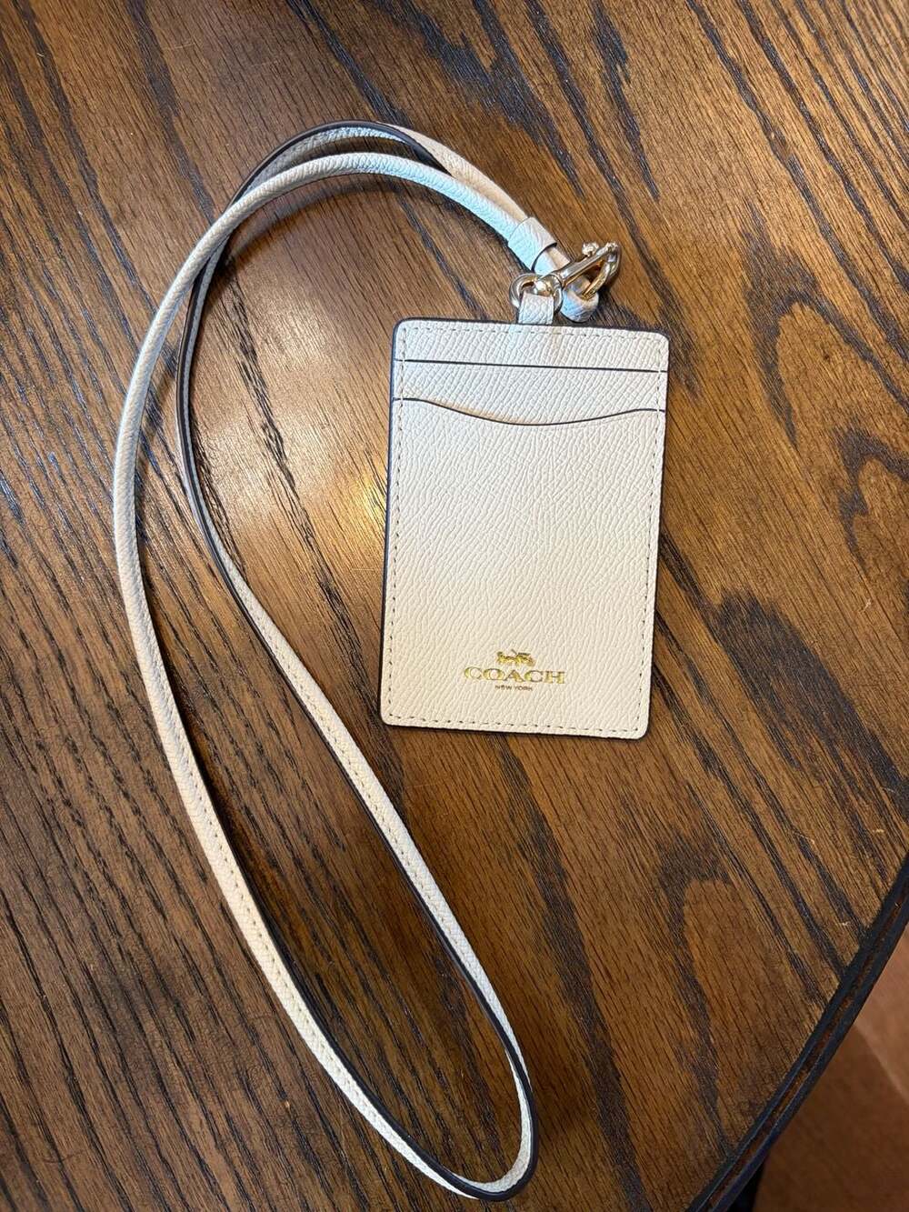 Coach Chalk Crossgrain Leather ID Lanyard Document Holder